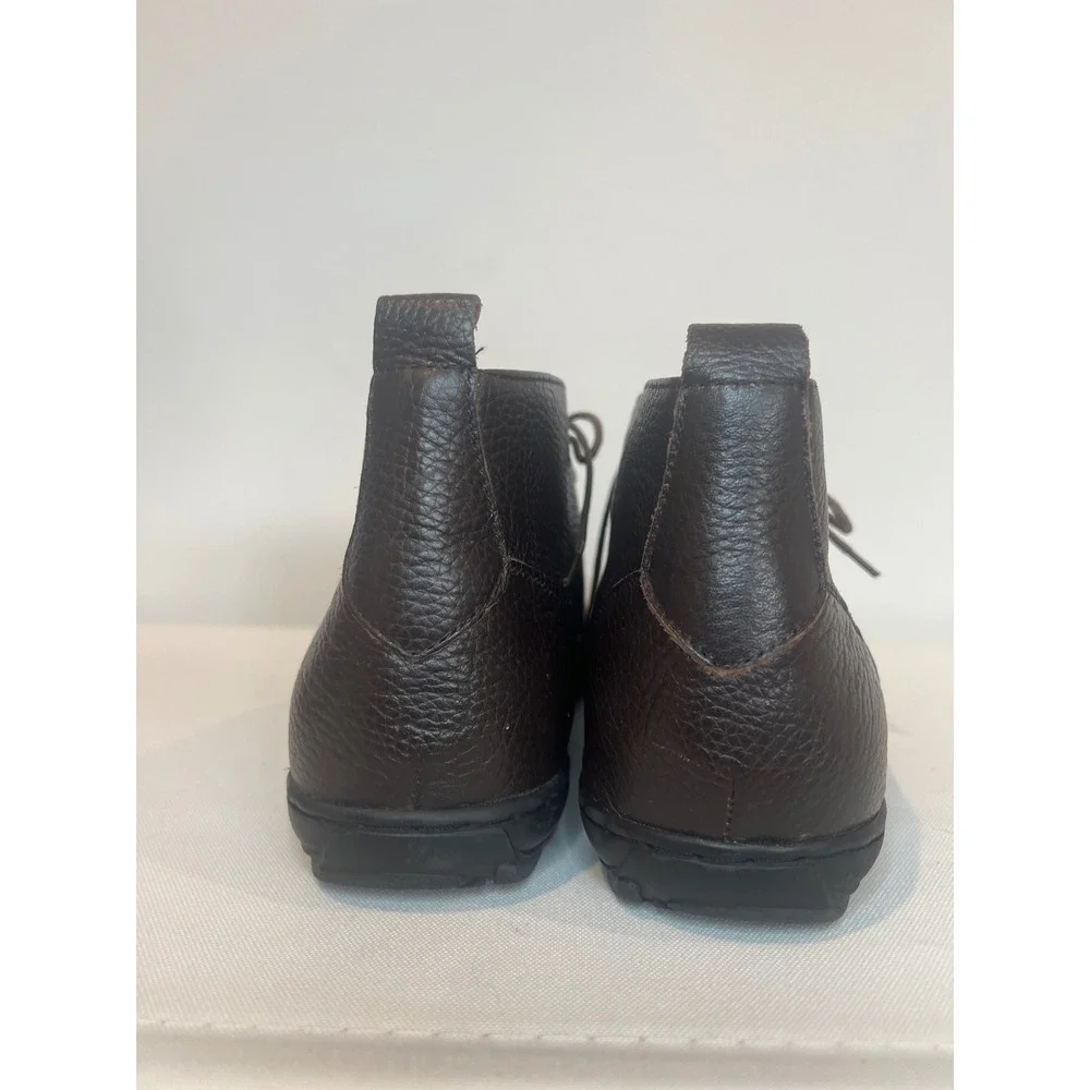 Lands End Chukka Boots Mens Brown Size 10 Pebble Leather Lace Up Business Casual
